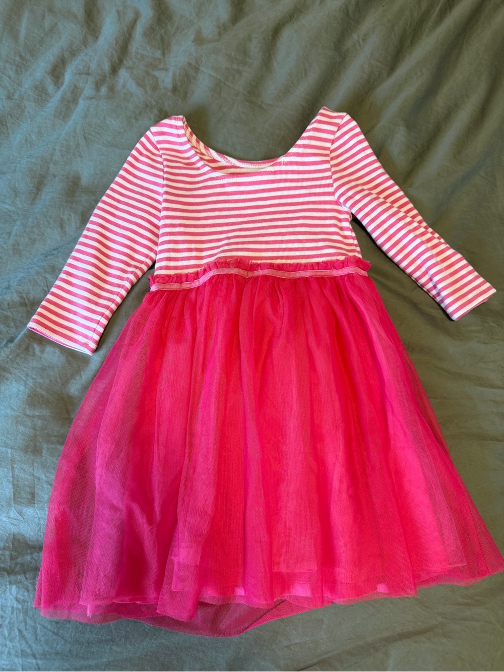 Mini Boden Pink Striped Tulle Dress 5-6 Y